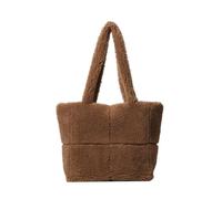 DKIIL NOIYB Bolso de felpa mullido, bolso de mano de lana de cordero, bolso de hombro para mujer, grande, piel de peluche, bolsa de pana Puffy Tote Bag puffer shopper bolso de hombro Y2K, A03-café