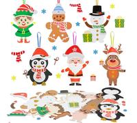 DKINY 12pcs Kits Manualidades de espuma autoadhesiva 6 tipos personajes navideñas para Niños Artesanía de Pegatinas de espuma Navidad EVA creativa Adorno colgante navideño regalo DIY Decoración