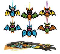 DKINY 12pcs Kits Manualidades de murciélago de Halloween para Niños Artesanía de espuma DIY Juegos creativos de temporada Proyecto de Artes decoración colgante regalo Carnaval Cumpleaños
