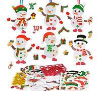DKINY 12pcs Muñeco de nieve de Navidad con pegatinas de EVA para niños Artesanía creativa Adorno navideño colgante regalo Decoración de fiesta DIY Manualidades de espuma