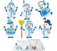 DKINY 12pcs Muñeco de nieve de Navidad con pegatinas de EVA para niños Artesanía creativa de papel Adorno navideño colgante regalo Decoración de fiesta navideña DIY Manualidades de espuma regalo