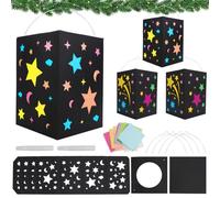 DKINY 4PCS Faroles de Estrellas para otoño Halloween Farolillos para Manualidades para niños Kits Linterna de Papel DIY St Martin Faroles de Papel Cortado de otoño Regalo Cumpleaños Navidad