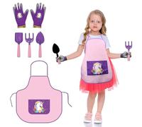 DKINY 5pcs Juego de Jardinería para Niños Kit Mini Herramientas de Jardín Delantal de Jardinería Infantil para niñas 50cm Juguetes de Playa Naturaleza Regalo de jardinería para 3 4 5 6 7 8 Años Niñas