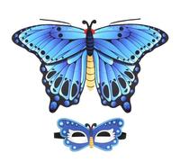 DKINY 80 m Cape Mariposa Azul Infantil con Máscara Alas Mariposa Disfraz para Niña Cosplay Disfraz Carnaval Epifanía Halloween Fiesta Cumpleaños Regalos