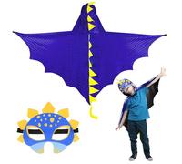 DKINY Capa de Dinosaurio azul marino para Niños Disfraz de Halloween con Máscara Trajes de Capa de dragón Ropa de pterosaurio niñas Infantil muñequera Cosplay Carnaval Juegos de rol Los Reyes Magos