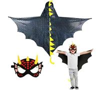 DKINY Capa de Dinosaurio negro para Niños 70cm Disfraz de Carnaval con Máscara Trajes de Capa de dragón Ropa de pterosaurio niñas Infantil muñequera Vestido Cosplay Juegos de rol Los Reyes Magos