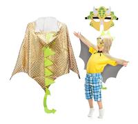 DKINY Capa de Dinosaurio oro para Niños Disfraz de Halloween con Máscara Trajes de Capa de dragón Ropa de pterosaurio niñas Infantil muñequera Cosplay Carnaval Juegos de rol Los Reyes Magos