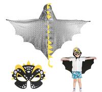 DKINY Capa de Dinosaurio Plateado para Niños Disfraz de Halloween con Máscara Trajes de Capa de dragón Ropa de pterosaurio niñas Infantil muñequera Cosplay Carnaval Juegos de rol Los Reyes Magos