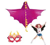 DKINY Capa de Dinosaurio rosado para Niños 70cm Disfraz de Carnaval con Máscara Trajes de Capa de dragón Ropa de pterosaurio niñas Infantil muñequera Vestido Cosplay Juegos de rol Los Reyes Magos