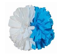 DKJAHSEK 2 uds., pompón con Pompones Azules y Blancos, 32CM, Mango de bastón, Suministros Victoria Deportiva, sin decoloración para Escuela, Baile, Carnaval(Blue White)