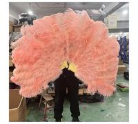 DKJAHSEK Abanico Grande de Plumas Avestruz Color Caqui, Plegable, Mano, tamaño 100 cm, for espectáculos, Bailes, Fiestas, carnavales y para Boda, Regalo, Fiesta, Carnaval, Disfraz(Shrimp Pink,2PCS)