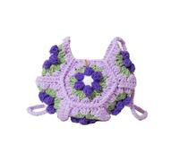 DKJAHSEK Bolso Ganchillo Flores Bolso bandolera ligero y moderno con flores de crochet for mujer, ideal for vacaciones, playa, viajes y compras.(PURPLE)