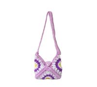 DKJAHSEK Bolso Ganchillo Flores Bolso de hombro tejido a crochet con diseño de girasoles, gran capacidad de almacenamiento, ideal for playa.(Purple)