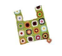 DKJAHSEK Bolso Ganchillo Flores Bolso tejido, clutch de abuela a cuadros, bolso de crochet con flores de colores, bolso de mano for mujer(Color 3)