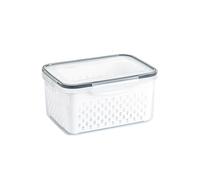 DKJAHSEK Caja for el frigorífico, Organizador for Nevera, Cajas de Frutas y Verduras Frescas, escurridor, contenedores Almacenamiento, despensa, Cocina(1750ML,White)
