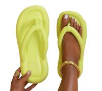 DKJAHSEK Chanclas de mujer con suela suave, clip en la punta, antideslizantes, tipo almohada, for baño, for parejas, sandalias planas(Light green,40-41)