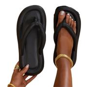 DKJAHSEK Chanclas de mujer con suela suave, clip en la punta, antideslizantes, tipo almohada, for baño, for parejas, sandalias planas(Black,38-39)