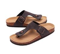 DKJAHSEK Chanclas for mujer, sandalias tipo zueco for, zuecos de corcho for hombre, planos con hebilla ajustable, zapatillas playa antideslizantes for exteriores(Deep Brown,37)