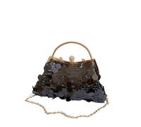 DKJAHSEK Clutch De Lentejuelas Gold Silvery Evening Bag For Women Shiny Sequin Handbag Shell Clip Purse Chain Shoulder Crossbody Bag(Black evening bag)
