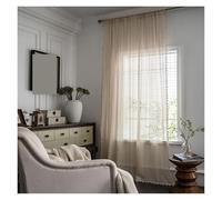 DKJAHSEK Cortinas De Encaje 1pc Curtain Crochet Lace Semi-Sheer Hollow Knitted Handmade Tassels, 1 Panel 59" W X 84" L, Beige(W150cmxH260cm 1PC)