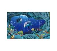 DKJAHSEK Fondo Acuario Adhesivo de Fondo for pecera, Paisaje Submarino, decoración de Acuario de PVC(BLUE5,41x61cm)