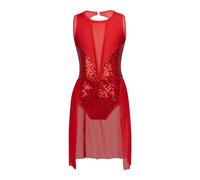 DKJAHSEK Maillot Gimnasia NiñA Leotardo de gimnasia for niñas, Leotardos baile Ballet con lentejuelas brillantes, mono for niños, vestido tutú, Ropa for actuación(Red,12)