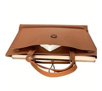 DKJAHSEK Maletin Portatil Slim PU Business Laptop Bag For MacBook 13-16" Waterproof Briefcase With Multi-Pocket & Lightweight Messenger Design(Lightweight Borwn,13")