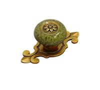DKJAHSEK Pomo de cerámica un solo orificio creativo, tirador flor, tiradores cajón bronce antiguo, muebles para Puertas de Cómodas Cajones(Green)