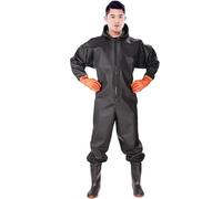 DKJAHSEK Vadeador Pesca Monos Impermeables, Pantalones de Pescador de Manga Larga, Pescador con Capucha, Pantalones con Botas, Guantes, Conjunto for Adultos, Ropa de Pesca, Traje de Equipo(B,38)