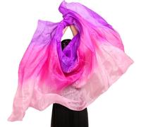 DKJAHSEK Velo Danza Del Vientre Velos de seda for danza del vientre 200 cm 250 cm 270 cm Bufanda lanzada a mano Mantón Amarillo Naranja Rosa Púrpura Gradiente Tallas grandes.(Color 19,XL-270cm-114cm)
