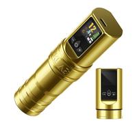 DKLAB - Kit de pistola de tatuaje inalámbrica DK-W1 Pro con motor japonés sin núcleo y 2 piezas de batería de 2400 mAh para artistas de maquillaje permanentes (dorado, trazo de 4 mm)