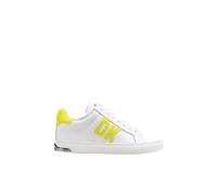 DKNY Abeni-Lace Up Snea, Zapatillas Mujer, Wht Fluo Yelw, 37 EU