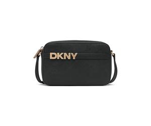 DKNY Avril Camera Bag, Piel de Vaca recubierta con 100% Poliuretano Mujeres, Negro y Dorado