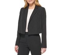 DKNY Blazer corto con frente abierto para uso diario para mujer, marfil (Blk/Ivory), M