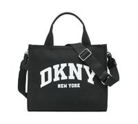 DKNY Bolsa casual con cremallera superior, color negro y plateado, Negro/Plata