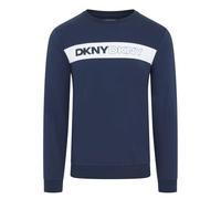 DKNY Braves - Camiseta de Manga Larga para Hombre, 100% algodón, Transpirable, Ajuste Regular, diseño Moderno, 100% algodón, Camiseta de Manga Larga Azul Marino, Azul Marino, L