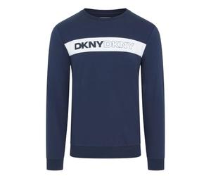 DKNY Braves - Camiseta de Manga Larga para Hombre, 100% algodón, Transpirable, Ajuste Regular, diseño Moderno, 100% algodón, Camiseta de Manga Larga Azul Marino, Azul Marino, M