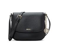 DKNY Bryant Park Small Leather Saddle Crossbody Bag, Bolsa Mujeres, Negro/Dorado, Talla única