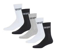 DKNY Calcetines Radde para hombre, caña de mezcla de algodón, absorben la humedad,Logotipo tejido,Juego de 5 pares de calcetines clásicos de media caña | Tallas 7-11