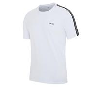 DKNY Camiseta para Hombre, Ropa de Descanso de diseño de Manga Corta de algodón con Rayas Laterales de Marca, Blanco, M