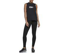 DKNY Camiseta sin Mangas con Logotipo para Mujer, Negro, XS