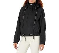 DKNY Cinch Waist Wind Breaker Jacket Suter, Negro, XL para Mujer