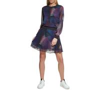 DKNY Top Corto de Ropa Deportiva con Mangas Transparentes Elevate Suéter, Negro Multi, L para Mujer