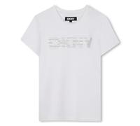 DKNY D62406 Camiseta para niña, Blanco, 10 años