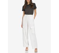 DKNY DKNY - Pantalón cargo de mujer recto con cintura media. Blanco Talla 44