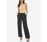 DKNY DKNY - Pantalón cargo de mujer recto con cintura media. Negro Talla 30