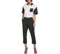 DKNY DKNY - Pantalón de mujer recto con pinzas. Negro Talla 32