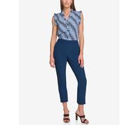 DKNY DKNY - Pantalón de mujer recto con raya. Azul marino Talla 32