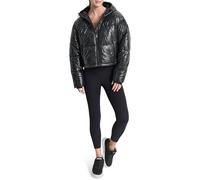 DKNY Embossed Crosswalk Print Cropped Puffer Jacket Chaqueta, Negro, M Mujeres