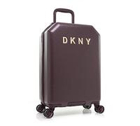 DKNY Equipaje Vertical de 21 Pulgadas con 8 Ruedas giratorias, Funda de ABS + PC, Bolsa de Fin de Semana, Burgundy, 21" Carry On, Logotipo de Metal